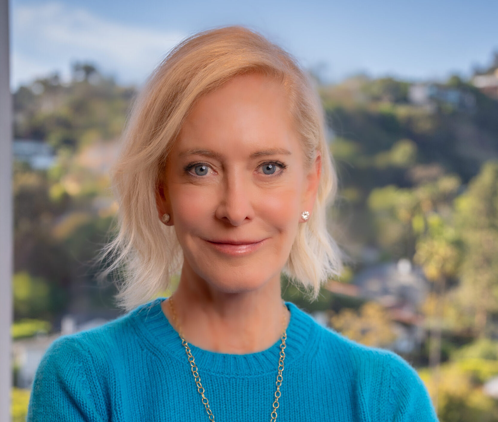Wendy Schmidt in blue sweater